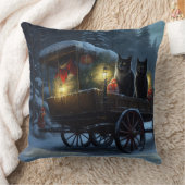 ブラックキャットスノーウィースライドクリスマスデコール クッション (ブランケット)