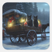 ブラックキャットスノーウィースライドクリスマスデコール スクエアシール (正面)