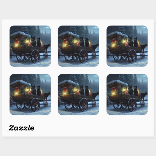 ブラックキャットスノーウィースライドクリスマスデコール スクエアシール (シート)