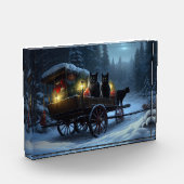 ブラックキャットスノーウィースライドクリスマスデコール フォトブロック (左)