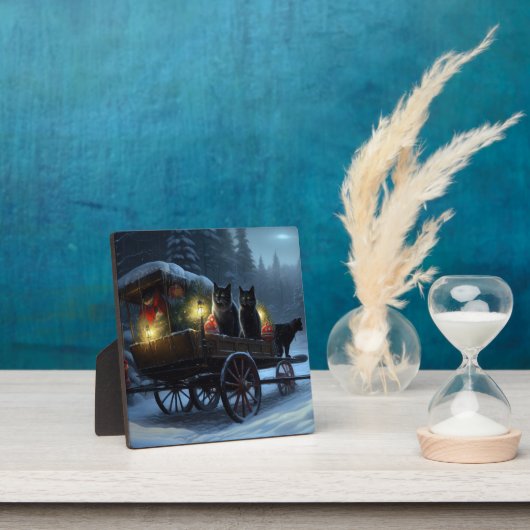 ブラックキャットスノーウィースライドクリスマスデコール フォトプラーク (インサイチュ)