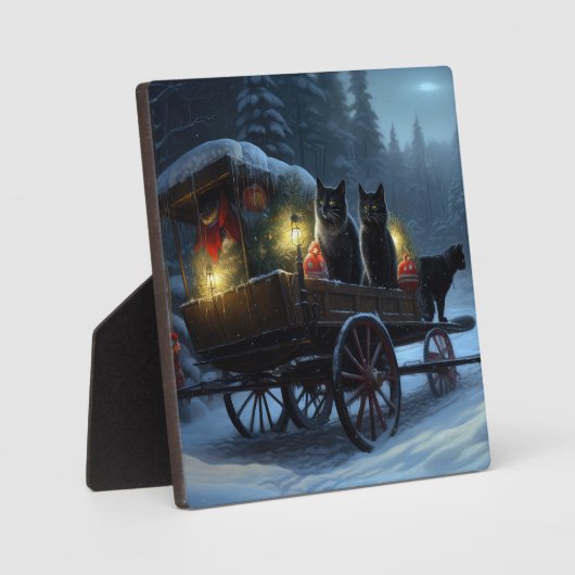 ブラックキャットスノーウィースライドクリスマスデコール フォトプラーク (正面)