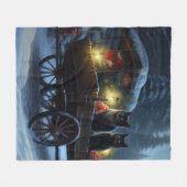 ブラックキャットスノーウィースライドクリスマスデコール フリースブランケット (正面(横))