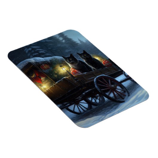 ブラックキャットスノーウィースライドクリスマスデコール マグネット (右側)