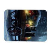 ブラックキャットスノーウィースライドクリスマスデコール マグネット (横)