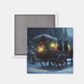 ブラックキャットスノーウィースライドクリスマスデコール マグネット (正面/裏面)