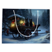 ブラックキャットスノーウィースライドクリスマスデコール ラージペーパーバッグ (裏面)