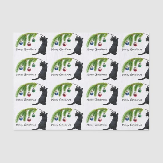 ブラックキャットスワッグクリスマスティッシュペーパー 薄葉紙 (正面)