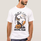 ブラックキャットソーシャルクラブハロウィーンデザイン Tシャツ (正面)