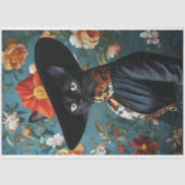 ブラックキャットドレス&フローラハットポートレートデコパージュ 薄葉紙 (正面)