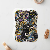 ブラックキャットドードルアートマお洒落ニカルシームレスパ ノートカード (正面/裏面インサイチュ)