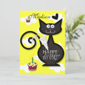 ブラックキャットニャーハッピーバースデー招待状 招待状 (スタンド正面)