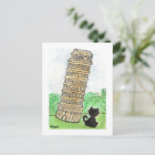 ブラックキャットノアチャットピサアートの傾いた塔 ポストカード (スタンド正面)