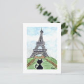 ブラックキャットノワールエッフェルタワーアートを見る ポストカード (スタンド正面)