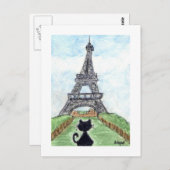 ブラックキャットノワールエッフェルタワーアートを見る ポストカード (正面/裏面)