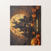 ブラックキャットハッピーハローウィン幽霊のよく出るハウスパズル ジグソーパズル (縦)