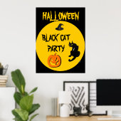 ブラックキャットハロウィンパーティー ポスター (ホームオフィス)