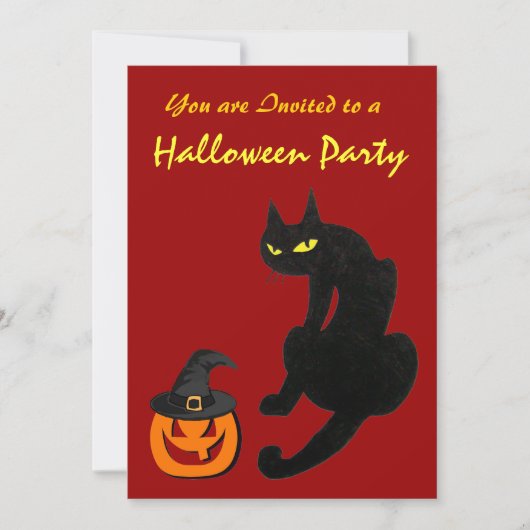 ブラックキャットハロウィンパーティー 招待状 (正面)