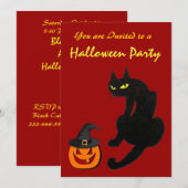 ブラックキャットハロウィンパーティー 招待状 (正面/裏面)