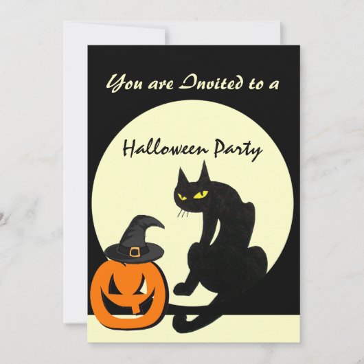 ブラックキャットハロウィンパーティー 招待状 (正面)