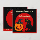 ブラックキャットハロウィンパーティー 招待状 (正面/裏面)