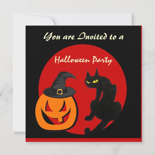 ブラックキャットハロウィンパーティー 招待状 (正面)