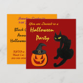 ブラックキャットハロウィンパーティー 招待状 (正面/裏面)
