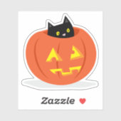 ブラックキャットハロウィーンのカボチャのちょうちんハロウィーンイラストレーション シール (シート)