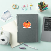 ブラックキャットハロウィーンのカボチャのちょうちんハロウィーンイラストレーション シール (iPadカバー)