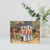 ブラックキャットハロウィーンのカボチャのちょうちんパンプキン幽霊 ポストカード (スタンド正面)