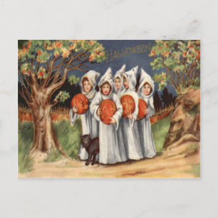 ブラックキャットハロウィーンのカボチャのちょうちんパンプキン幽霊 ポストカード