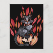 ブラックキャットハロウィーンのカボチャのちょうちん秋自然 ポストカード (正面)