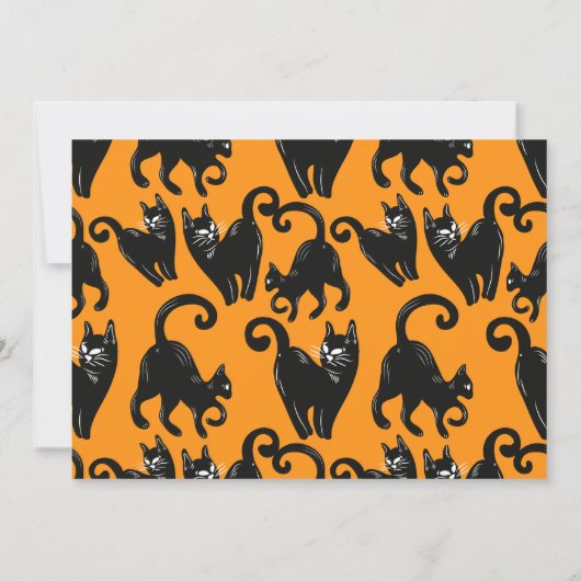 ブラックキャットハロウィーンオレンジパーティの招待状 招待状 (裏面)