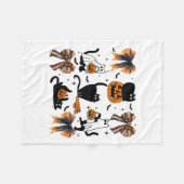 ブラックキャットハロウィーンコケットボウハロウィーンパンプキン フリースブランケット (正面(横))