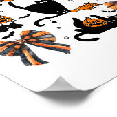 ブラックキャットハロウィーンコケットボウハロウィーンパンプキン ポスター (角)