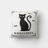 ブラックキャットハロウィーンタイポグラフィ クッション (正面)