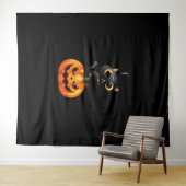 ブラックキャットハロウィーンデザイン不気味- Pumpkin Art for タペストリー (インサイチュ(横))