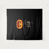 ブラックキャットハロウィーンデザイン不気味- Pumpkin Art for タペストリー (正面(横))