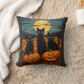 ブラックキャットハロウィーン猫好き星空ナイトキャットVa クッション (ブランケット)