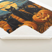 ブラックキャットハロウィーン猫好き星空ナイトキャットVa シェルパブランケット (3/4)