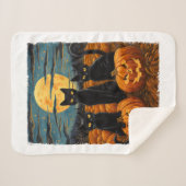 ブラックキャットハロウィーン猫好き星空ナイトキャットVa シェルパブランケット (正面(横))