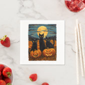 ブラックキャットハロウィーン猫好き星空ナイトキャットVa スタンダードカクテルナプキン (インサイチュ)