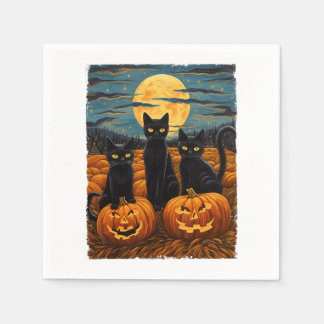 ブラックキャットハロウィーン猫好き星空ナイトキャットVa スタンダードカクテルナプキン