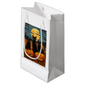 ブラックキャットハロウィーン猫好き星空ナイトキャットVa スモールペーパーバッグ (正面アングル)