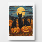 ブラックキャットハロウィーン猫好き星空ナイトキャットVa フォトプラーク (正面)