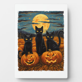 ブラックキャットハロウィーン猫好き星空ナイトキャットVa フォトプラーク