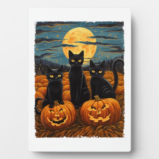 ブラックキャットハロウィーン猫好き星空ナイトキャットVa フォトプラーク (正面)