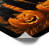 ブラックキャットハロウィーン猫好き星空ナイトキャットVa ポスター (角)