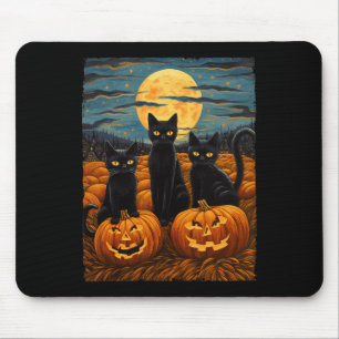 ブラックキャットハロウィーン猫好き星空ナイトキャットVa マウスパッド