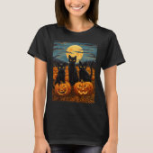 ブラックキャットハロウィーン猫好き星空ナイトキャットVa Tシャツ (正面)